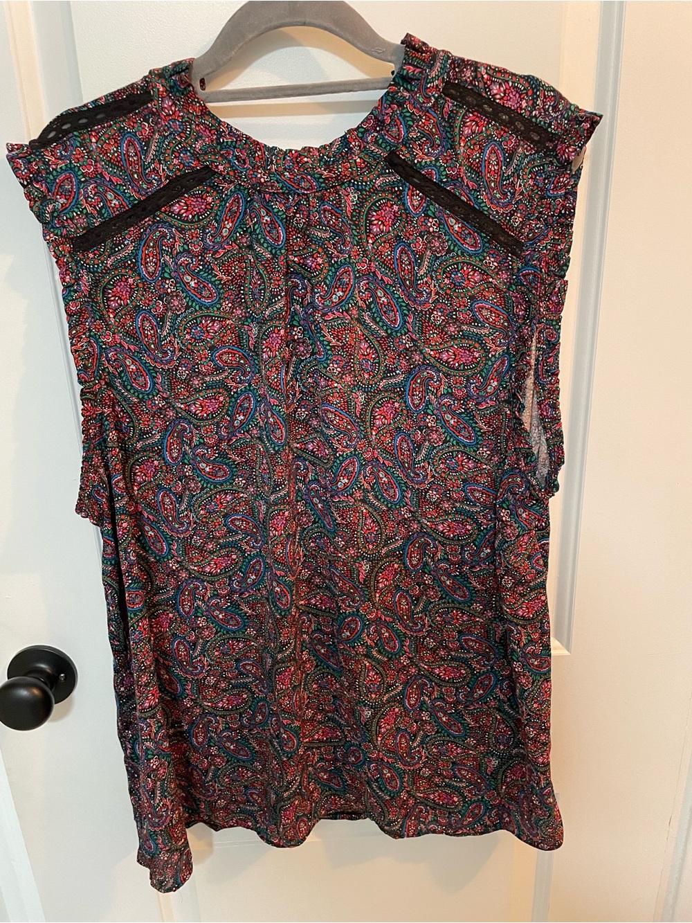 LOFT Paisley Print Sleeveless Shell in Pink and Blue